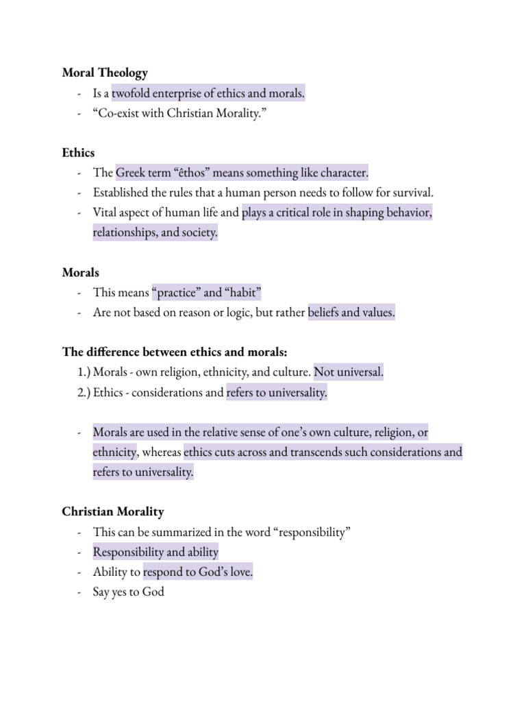 Understanding Ethics and Morals in Theology | PDF | Image Of God ...