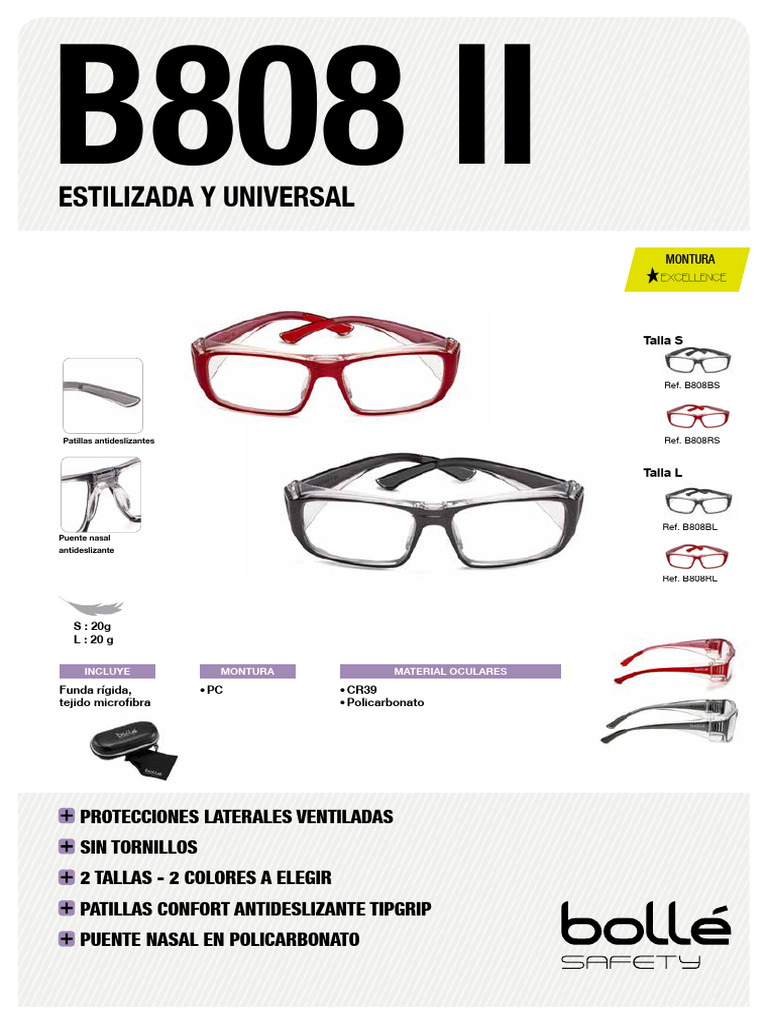 Gafas de Seguridad B808 II: Estilo y Protección | PDF | Lentes