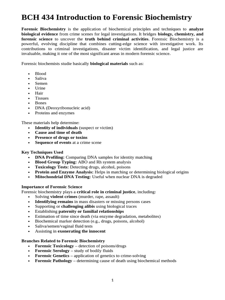 Ema Ful BCH 434 Ful Introduction To Forensic Biochemistry | PDF | Dna ...