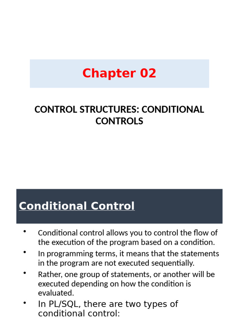 Chapter 02 - Conditional Controls | PDF | Reserved Word | Software ...