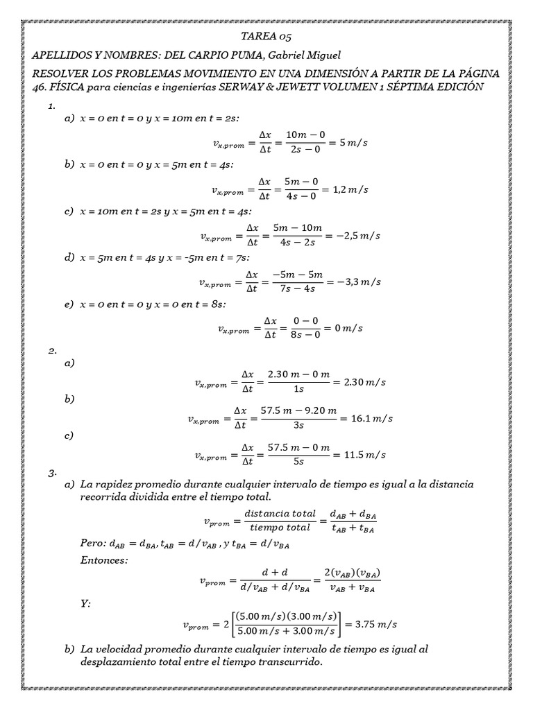 Tarea 05 | PDF | Pendiente | Aceleración
