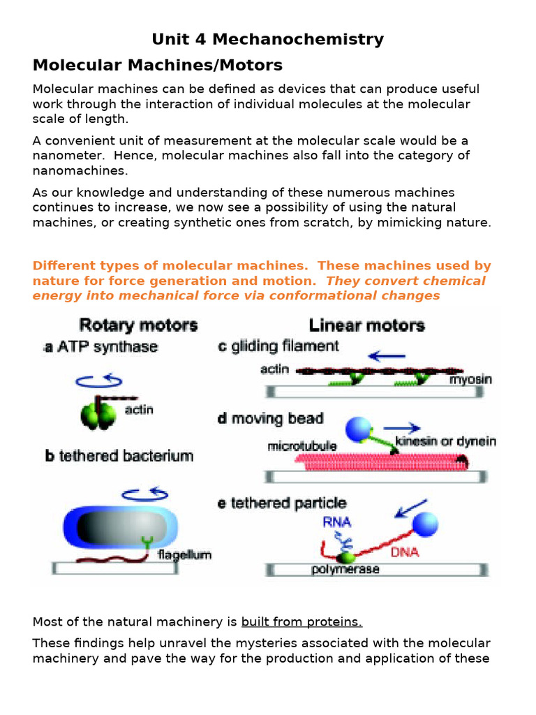 Molecular Machines: Types and Functions | PDF | Biosensor | Cytoskeleton