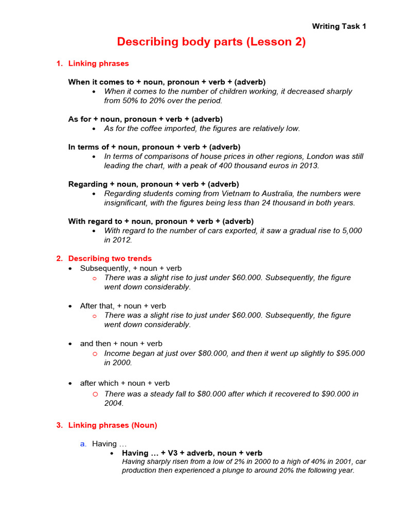 Body Parts Description Techniques | PDF | Verb | Adjective