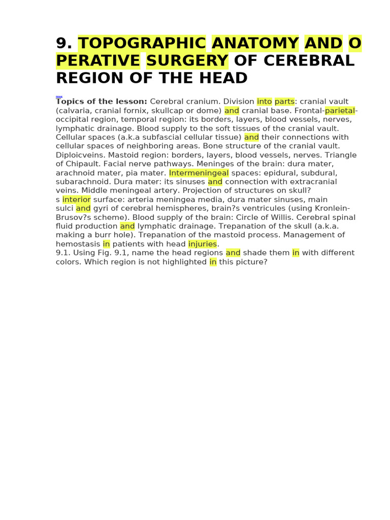 9.topographic Anatomy and Operative Surgery of Cerebral Region of The ...