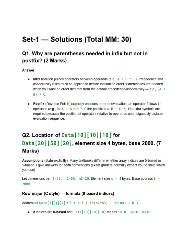 solution of test paper | PDF | Pointer (Computer Programming) | Time ...