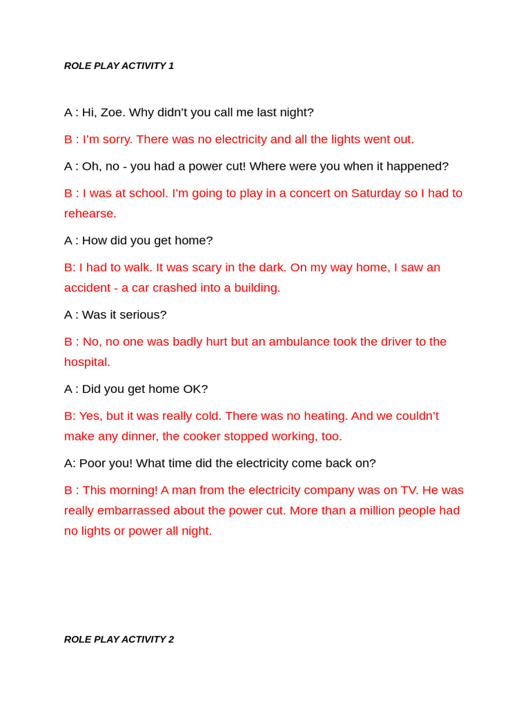 Role Play Activity | PDF
