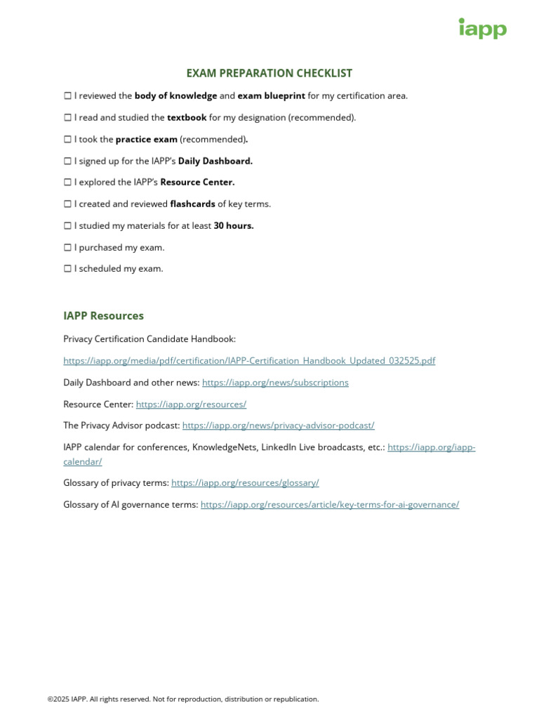 Exam Preparation Checklist | PDF