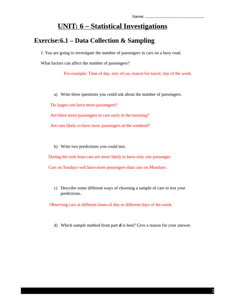 Statistical Investigations: Data Sampling Guide | PDF | Sampling ...