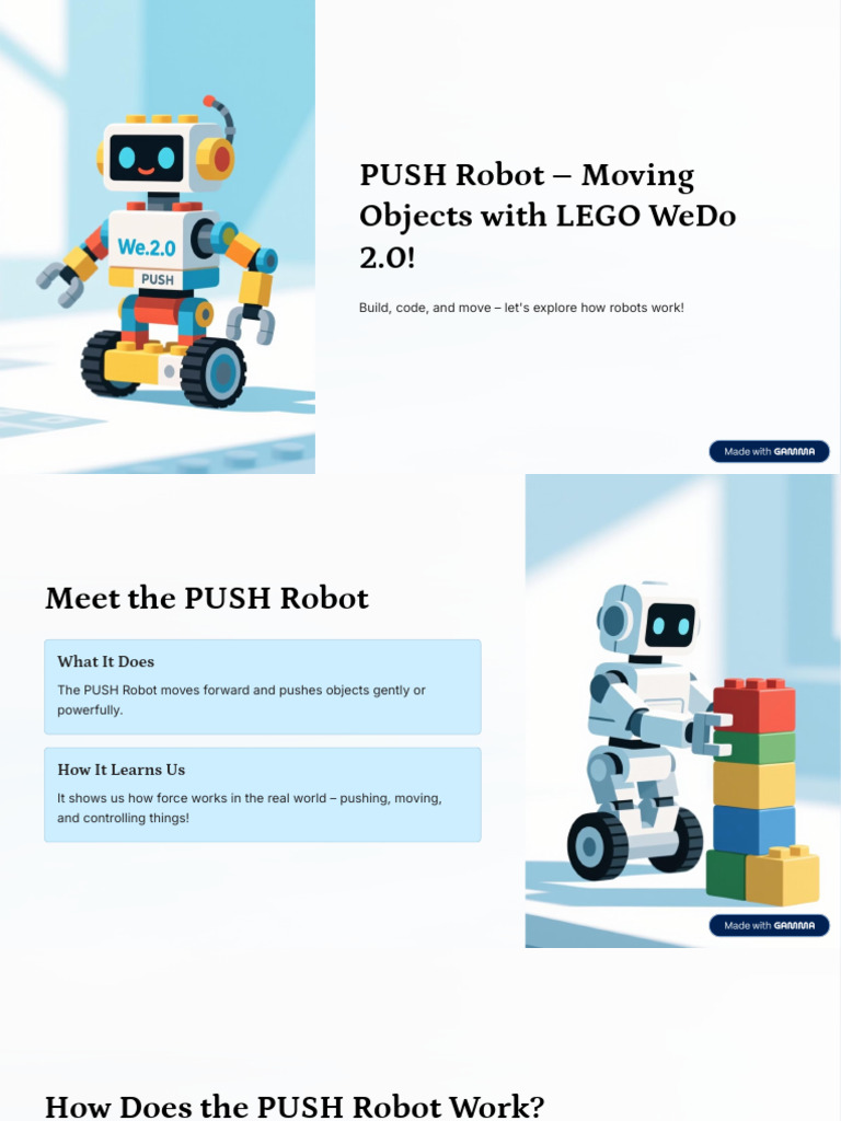 PUSH Robot Moving Objects With LEGO WeDo 20 | PDF | Robot | Robotics