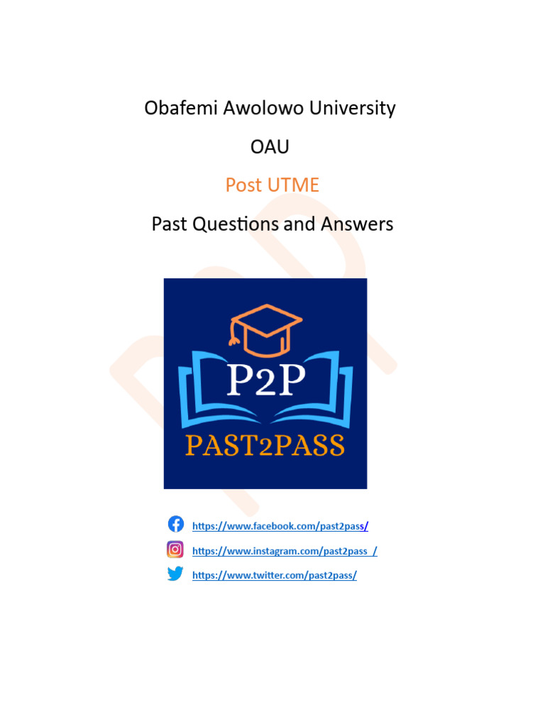 OAU Post UTME Past Questions & Answers | PDF | Verb | Word