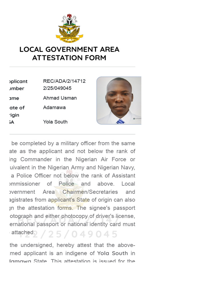 Local Government Area Attestation Form | PDF
