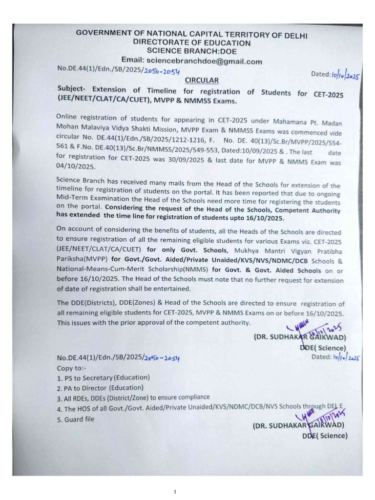 Extention of Registration Timeline | PDF