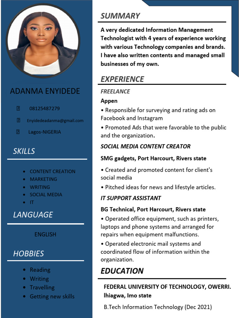 Information Management Technologist Resume | PDF