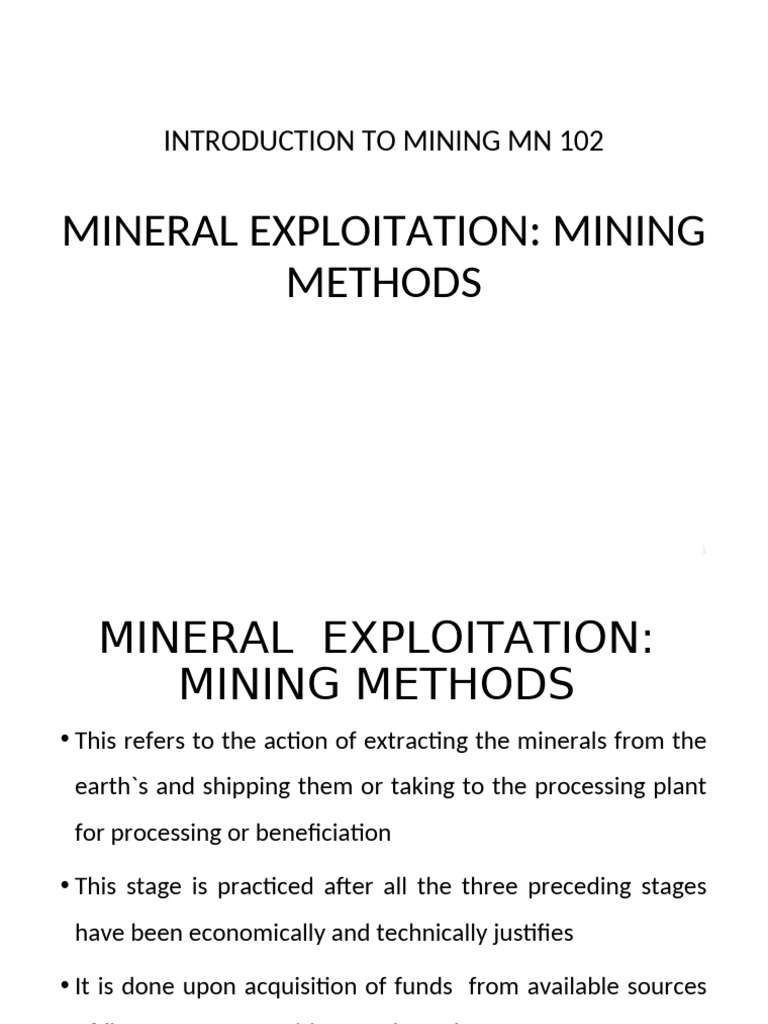 Lecture 3 Mining Methods | PDF | Mining | Coal Mining