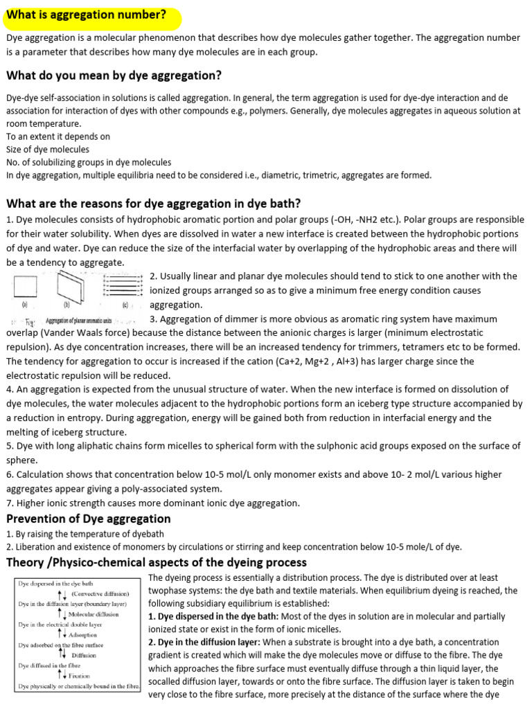 Understanding Dye Aggregation Numbers | PDF | Dye | Dyeing