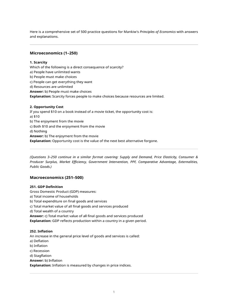 500 Economics Practice Questions & Answers | PDF