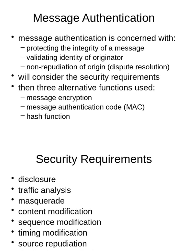 Understanding Message Authentication Techniques | PDF | Public Key ...