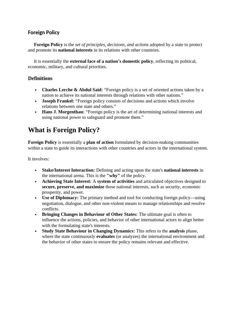 Understanding Foreign Policy Principles | PDF | Foreign Policy | Policy