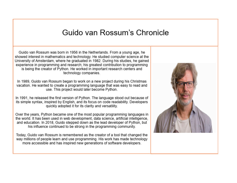Guido van Rossum: Creator of Python | PDF
