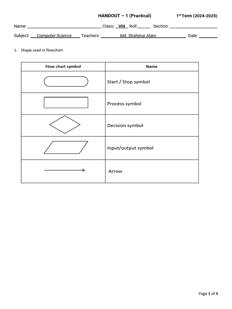 Flowchart Symbols and Examples for Students | PDF