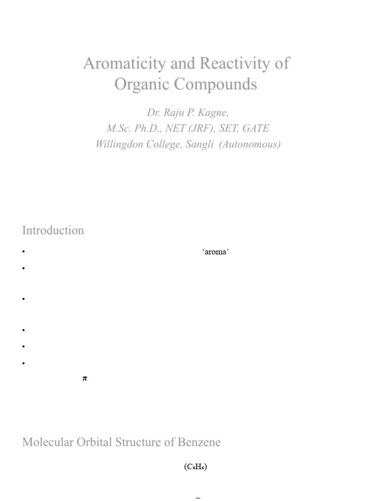 B SC I Aromaticity and Reactivity of Organic Compounds | PDF ...