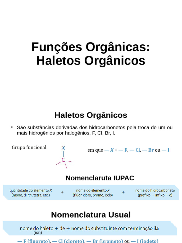 Haletos Orgânicos: Nomenclatura e Aplicações | PDF
