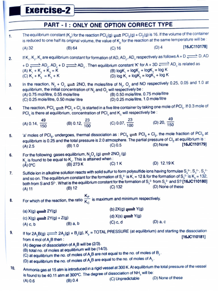 Chemical Equilibrium Problems and Solutions | PDF | Chemical ...