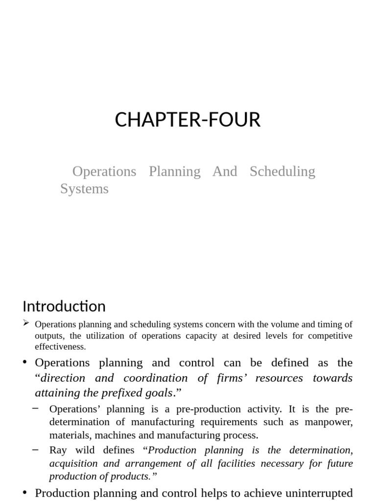Operations Planning and Scheduling Systems | PDF | Scheduling ...
