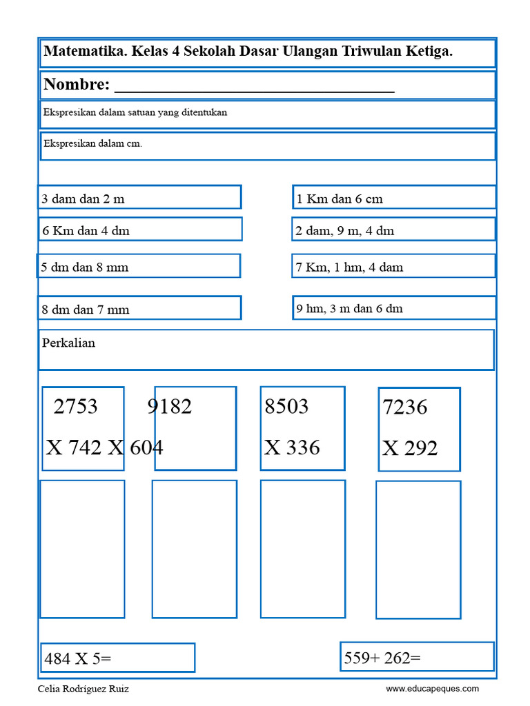 Ulangan Matematika Kelas 4 SD Triwulan 3 | PDF