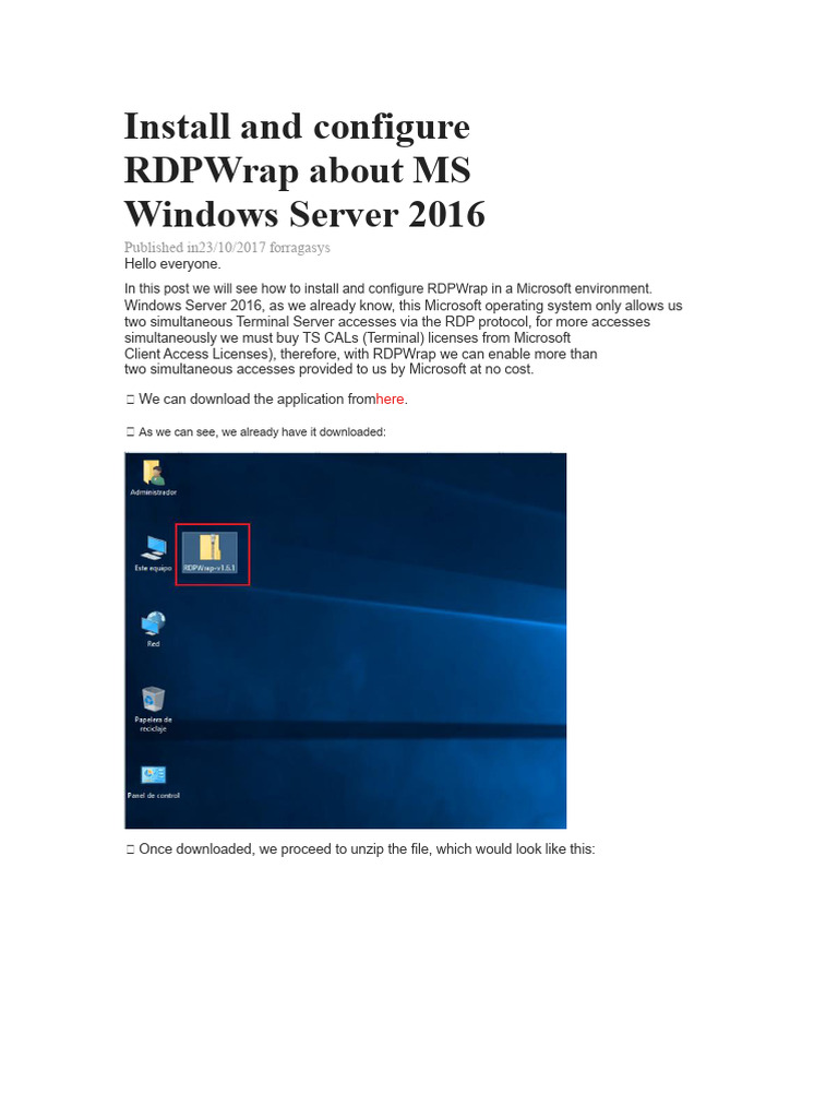 Install RDPWrap on Windows Server 2016 | PDF