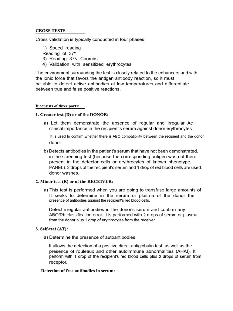 Cross-Testing for Blood Transfusion Compatibility | PDF | Antibody ...