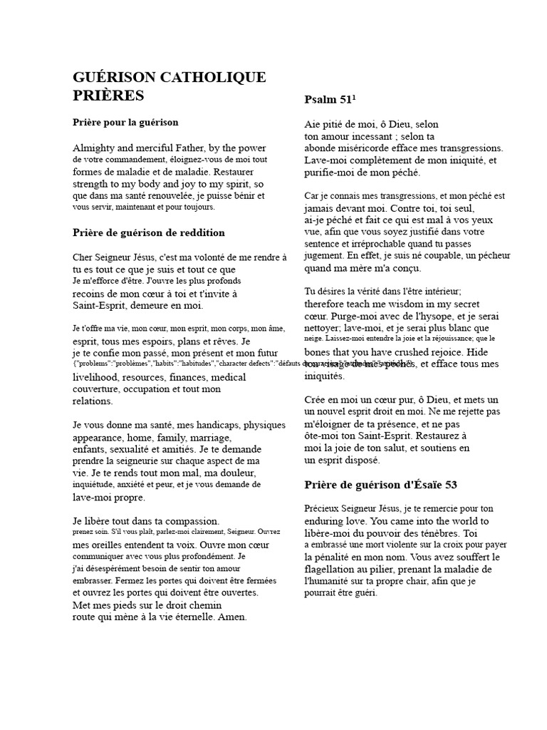 Prières de guérison catholique | PDF | Amour | Dieu