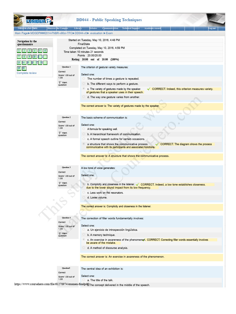 Final Exam PDF | PDF | Gesture | Communication