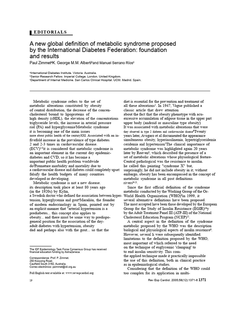New Global Definition of Metabolic Syndrome | PDF | Metabolic Syndrome ...