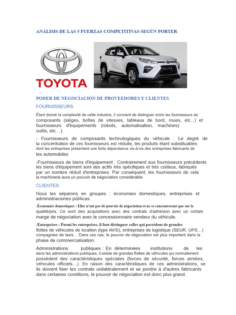 Analyse des Forces de Porter dans l'Auto | PDF | Véhicule motorisé ...