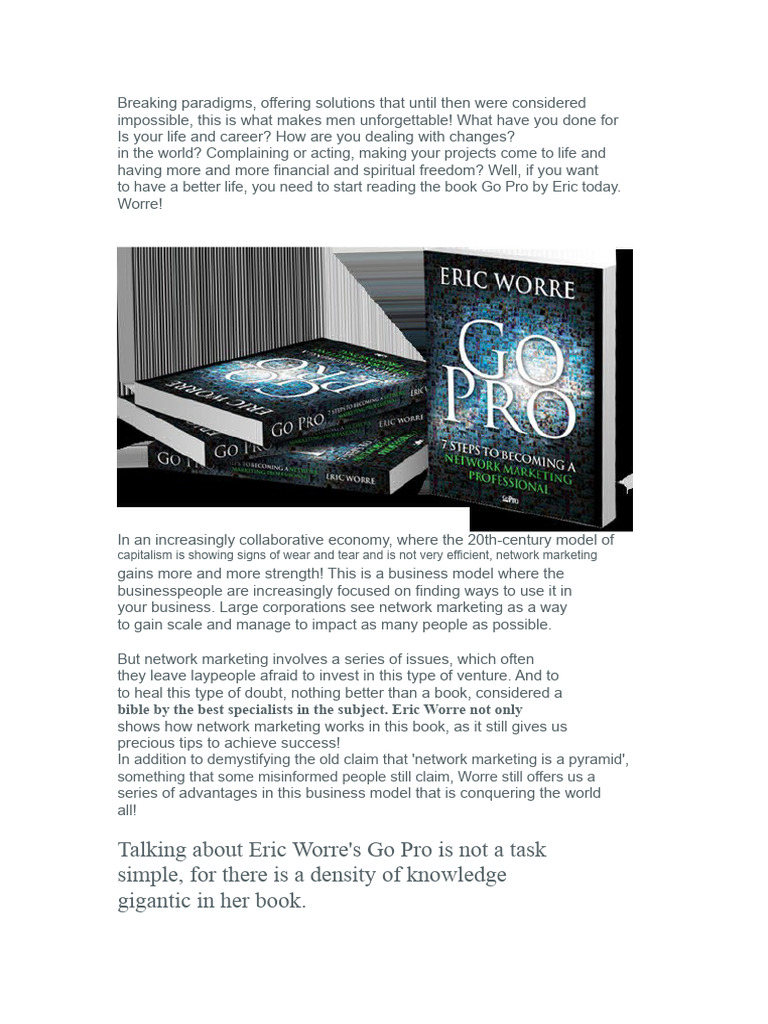 Go Pro by Eric Worre: Network Marketing Guide | PDF | Marketing | Knowledge