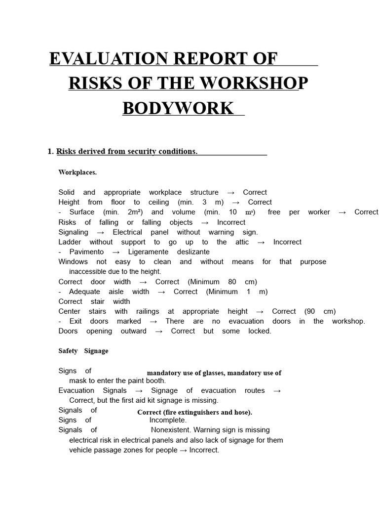 Workshop Risk Evaluation Report | PDF | Personal Protective Equipment ...
