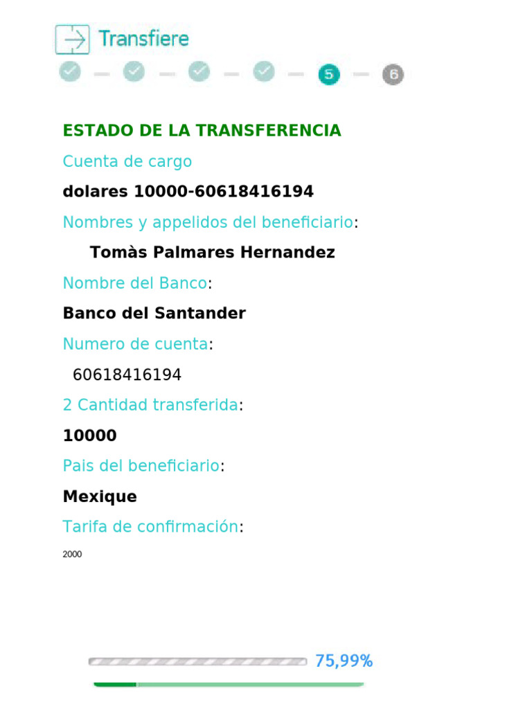 Estado de La Transferencia de Los Fondos | PDF