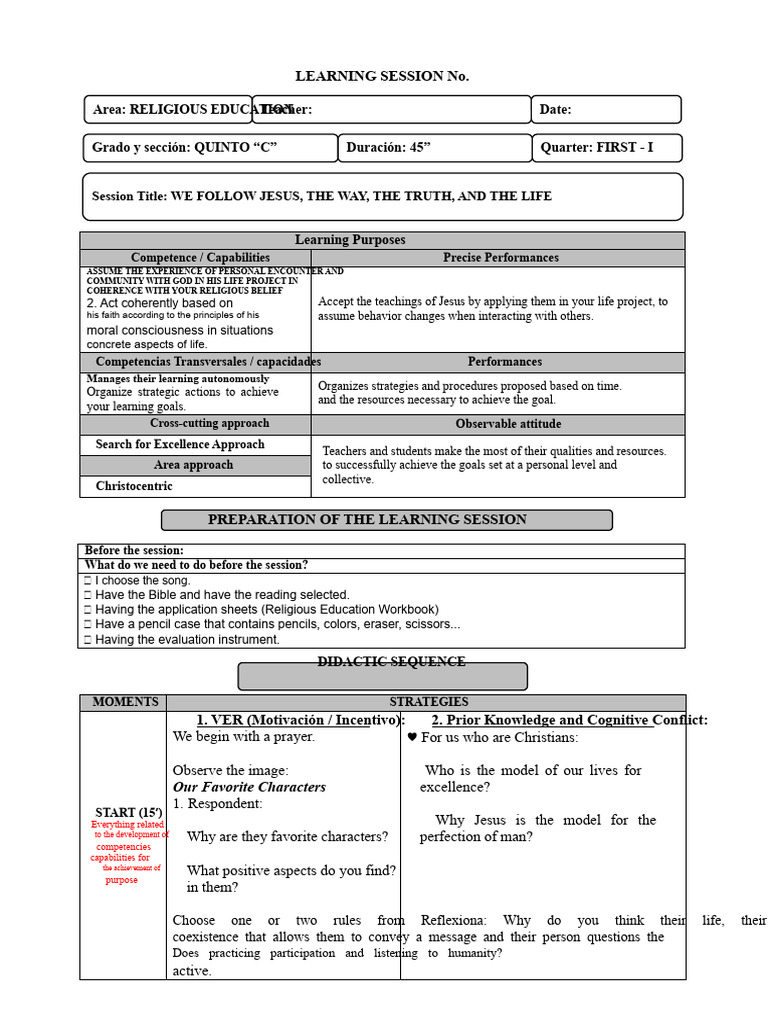 Learning Session Fifth Grade 12 | PDF | Jesus | Learning