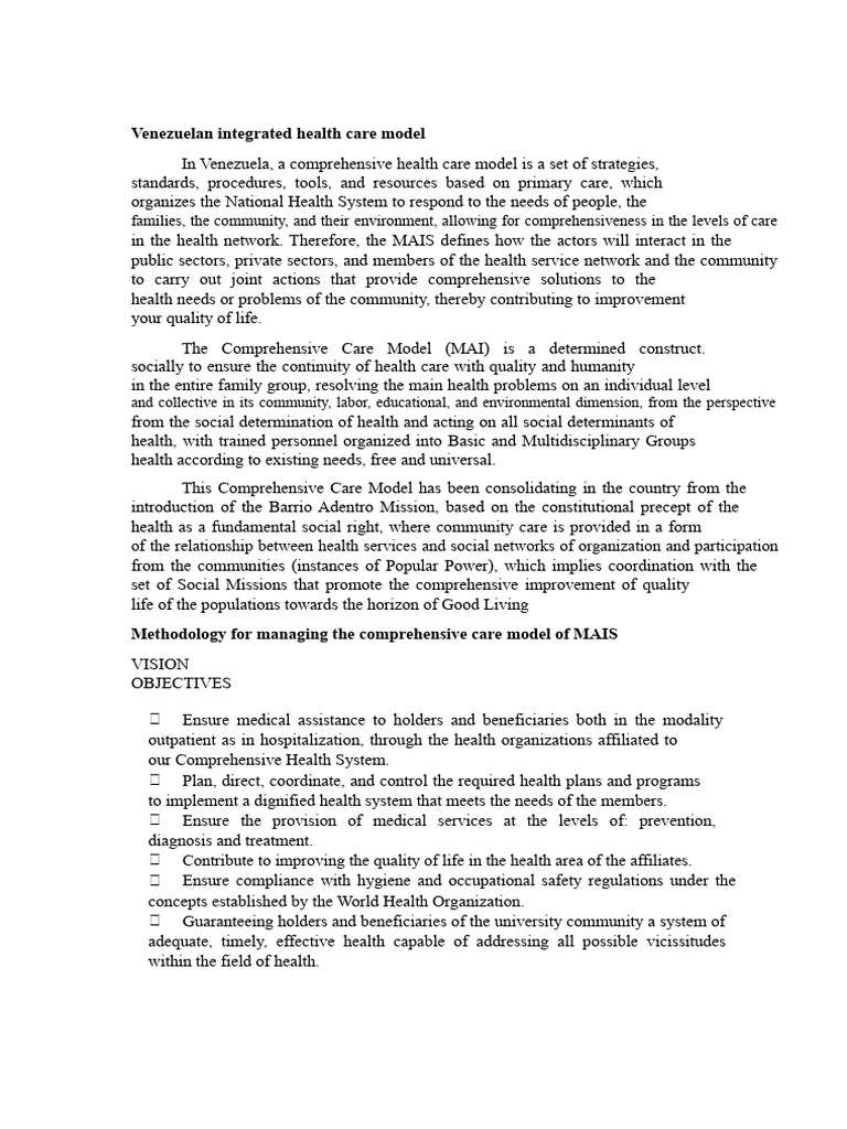 Venezuelan Comprehensive Health Care Model | PDF | Public Health ...