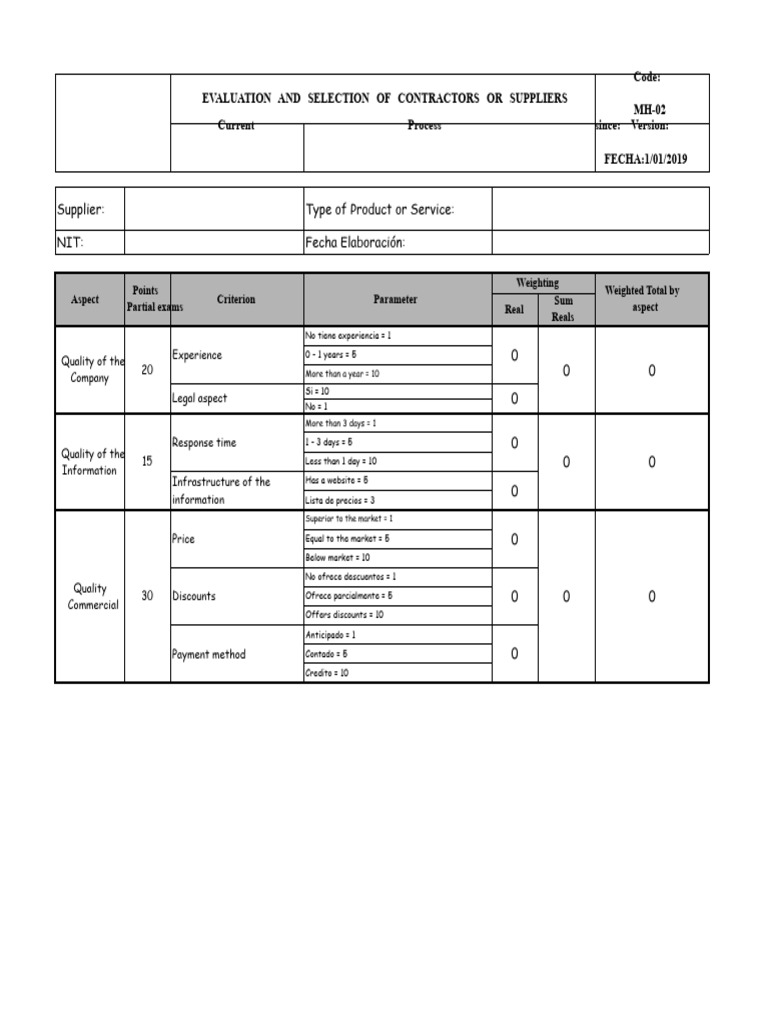 Contractor and Supplier Evaluation Guide | PDF | Applied Mathematics