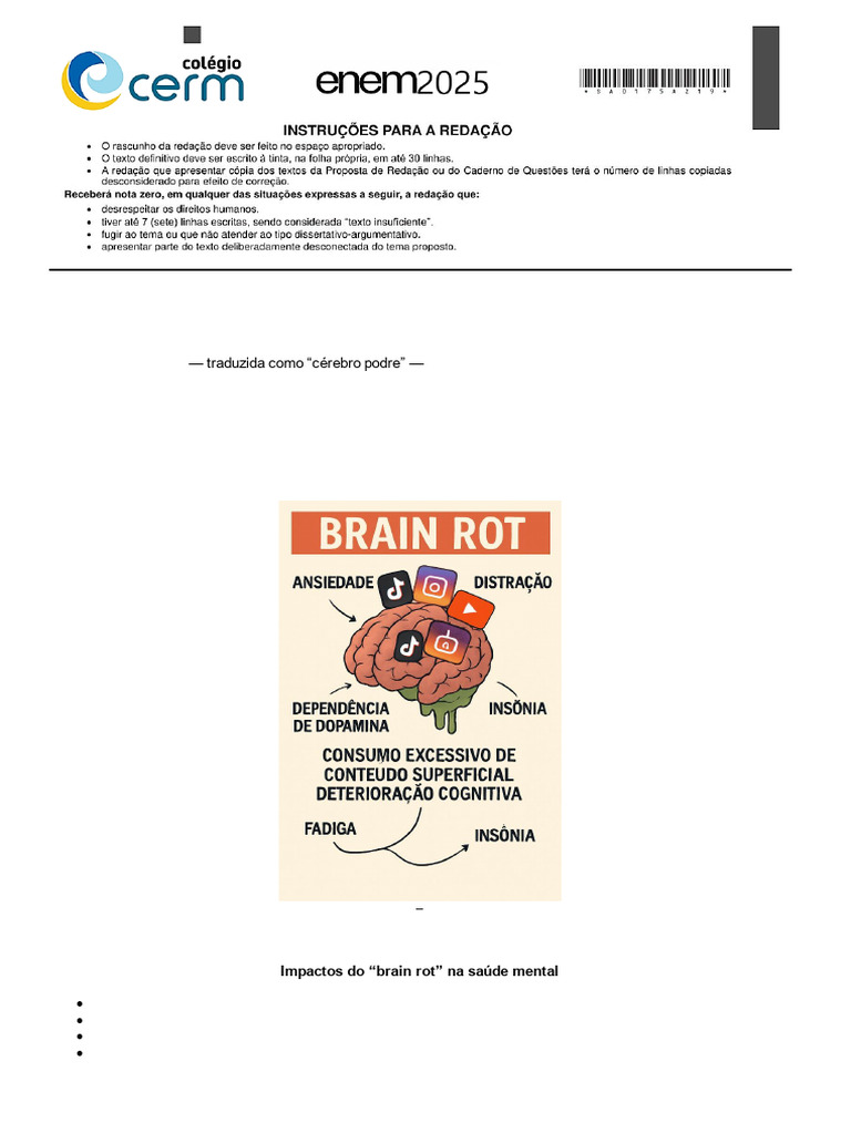 Impactos do Brain Rot na Saúde Mental | PDF