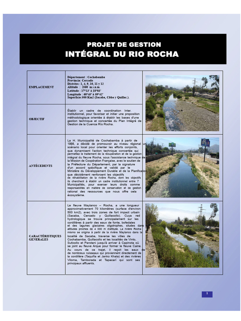 Gestion intégrale du Río Rocha à Cochabamba | PDF | Environnement ...