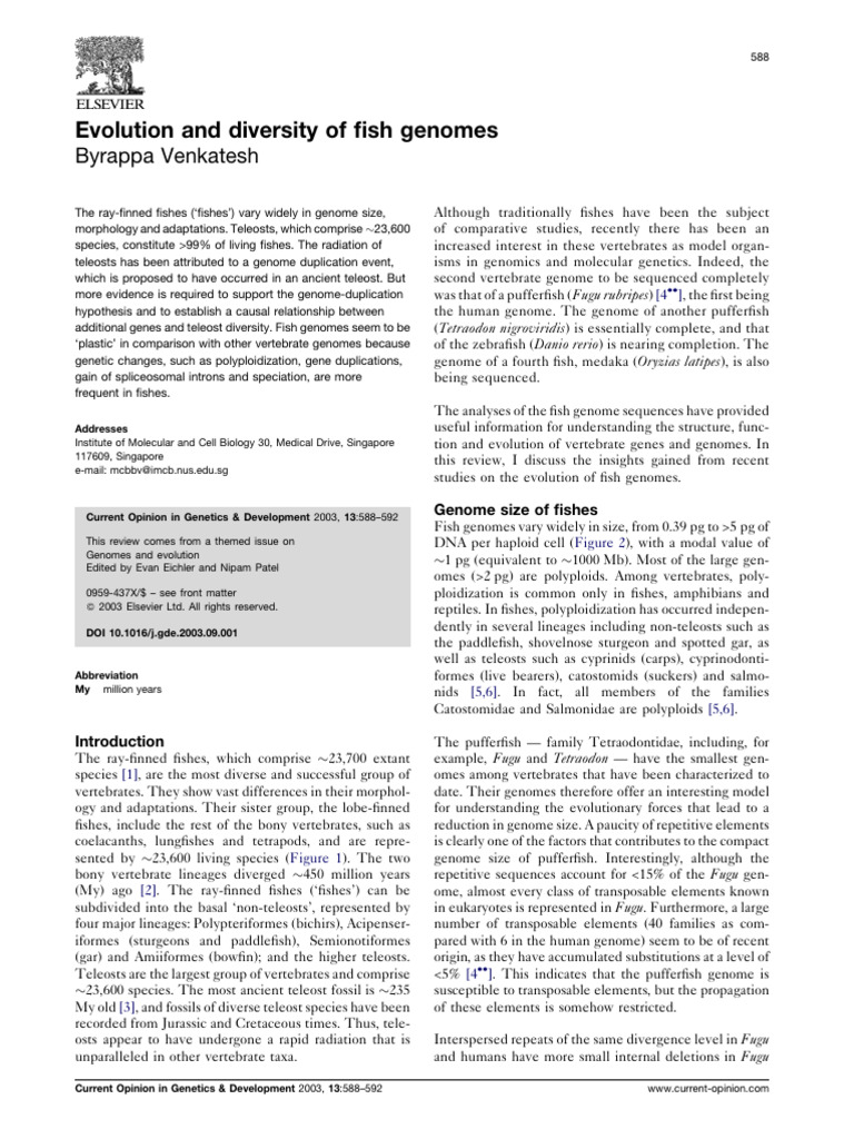 Fish Genome Evolution and Diversity | PDF | Gene Duplication | Genome