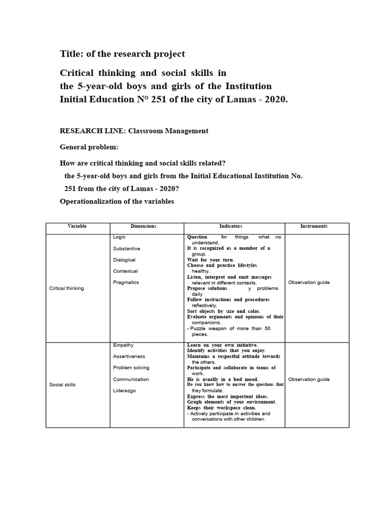 Operationalization of Variables | PDF | Critical Thinking | Thought