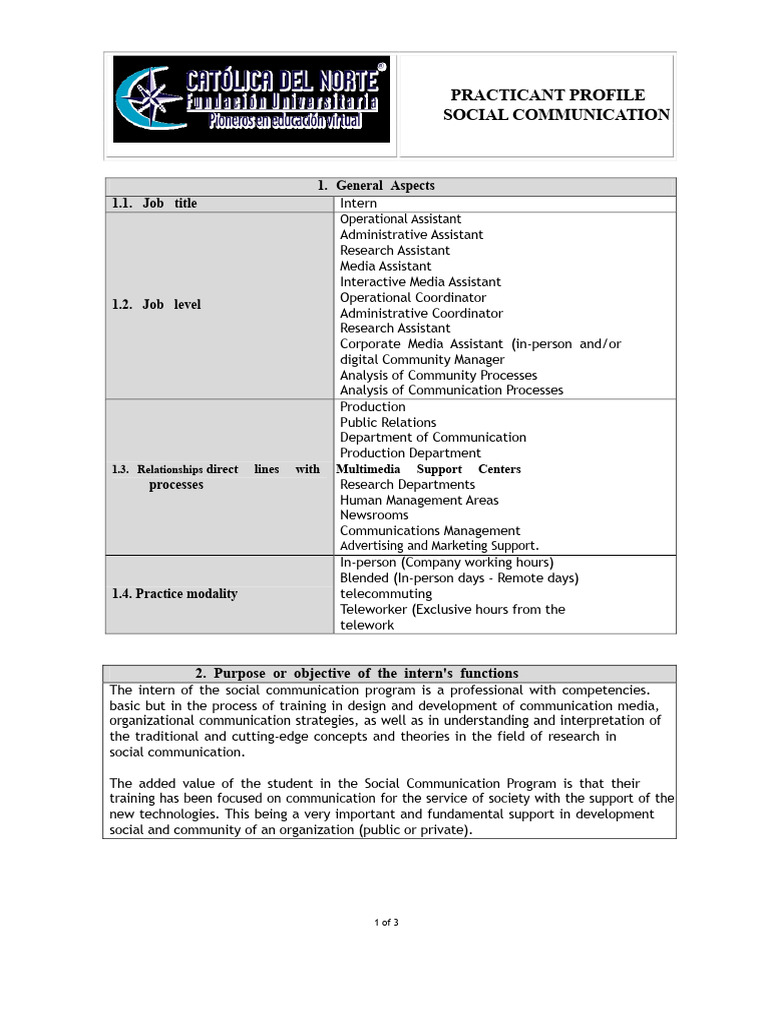 Social Communication Intern Profile | PDF | Communication | Knowledge