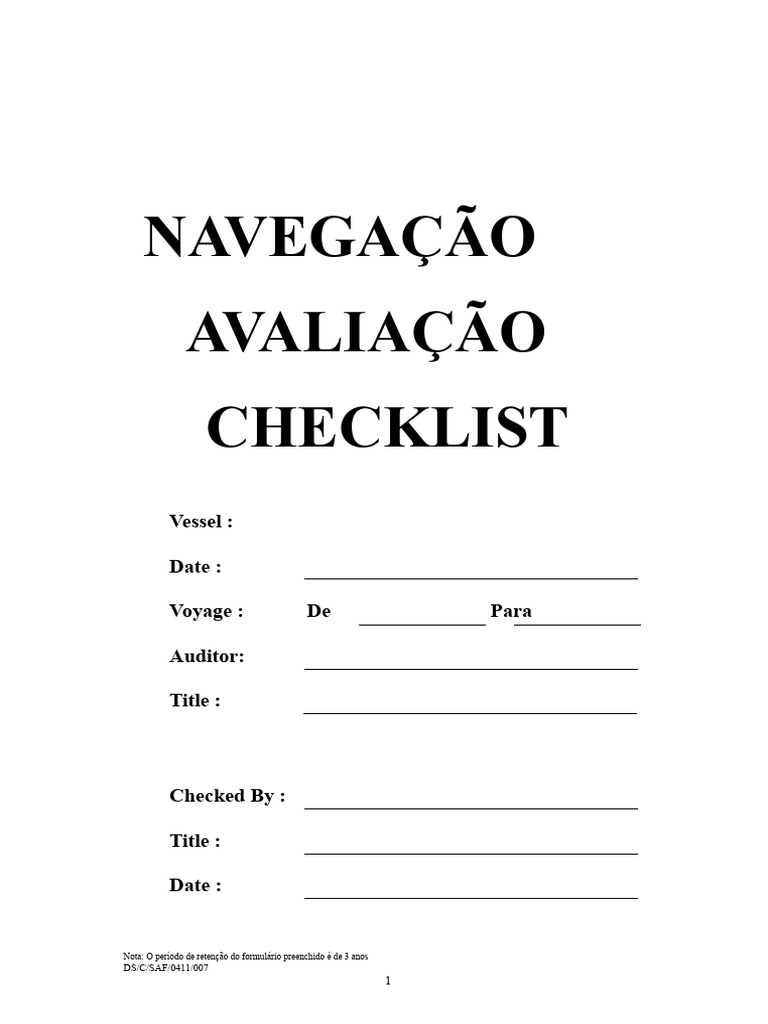 Avaliação de Navegação Marítima e Checklist | PDF