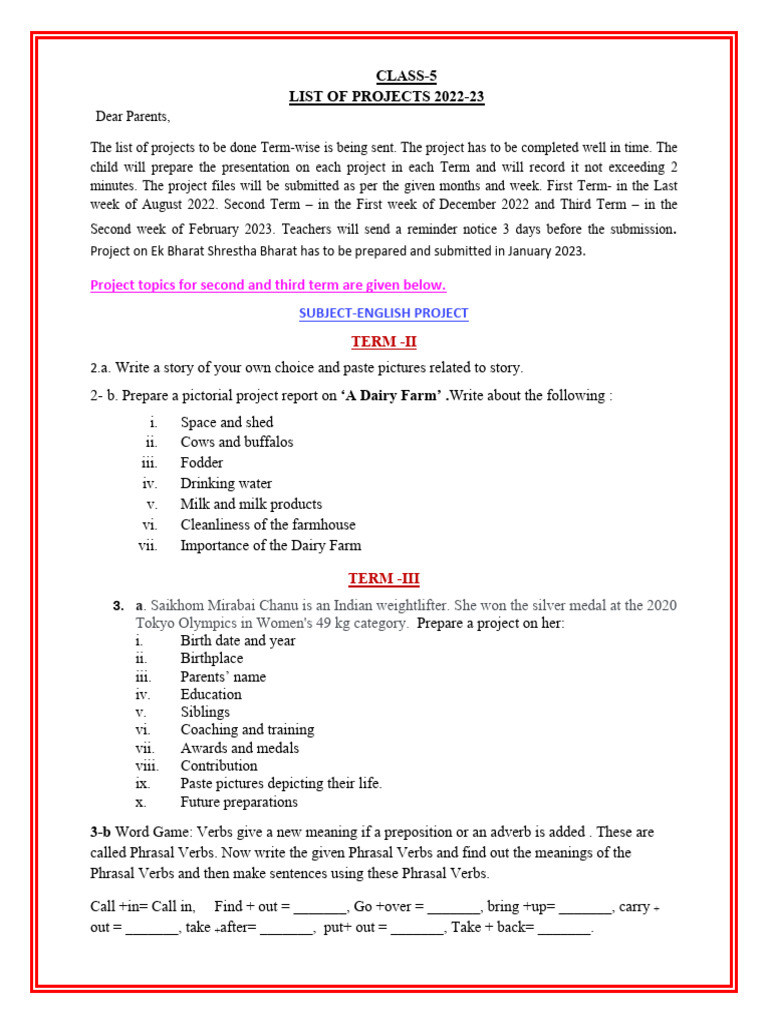 Class 5 Project 2022-23-1 | PDF