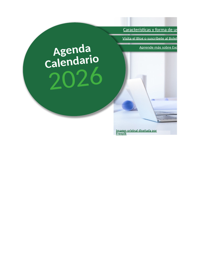 Agenda y Calendario 2026 en Excel | PDF
