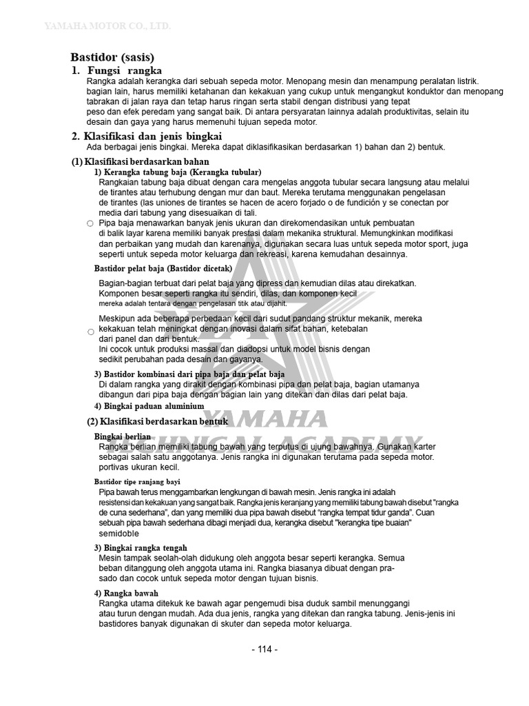 Jenis dan Fungsi Rangka Sepeda Motor | PDF